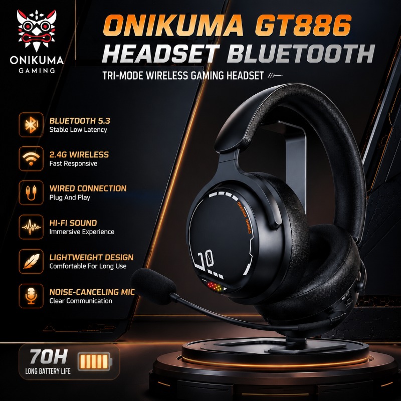 Esports Gaming Video - ONIKUMA GT886 Gaming Headset Tri-Mode Lichtgewicht