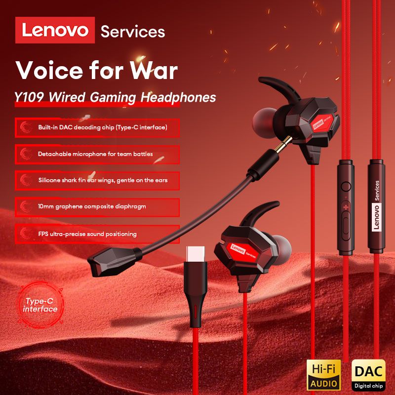 Esports Gaming Video - Lenovo Y109 Bedrade gamingheadset Haaienvin-oorvleugels Esports-hoofdtelefoon
